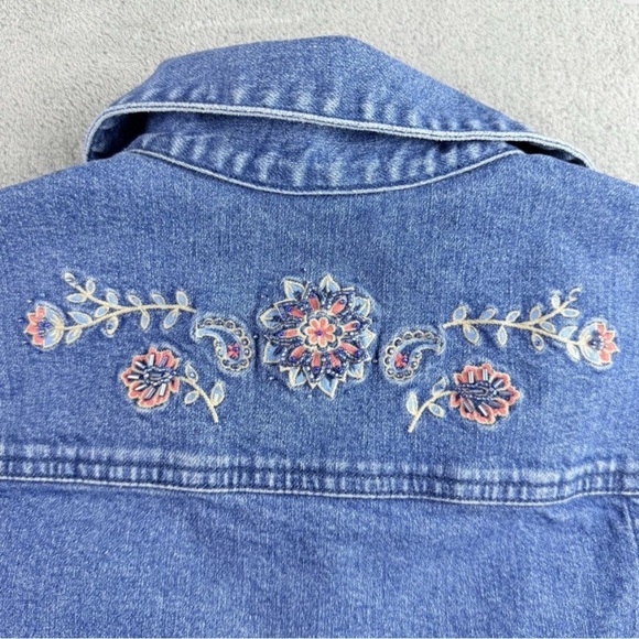 Pendleton Denim Vest Womens Large Blue Embroidered Beaded Floral Cowgirl Western - Picture 8 of 16